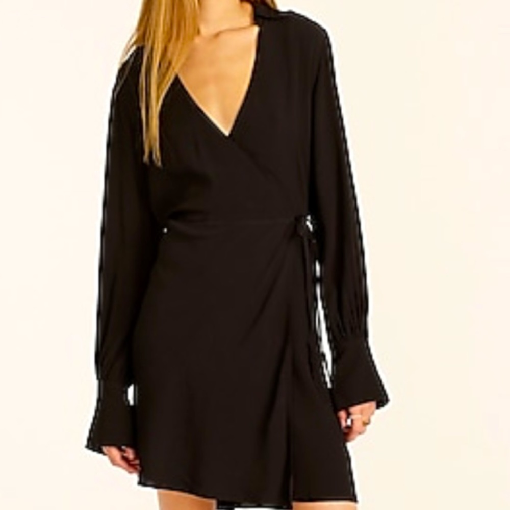 J Crew black wrap tie mini dress size 12